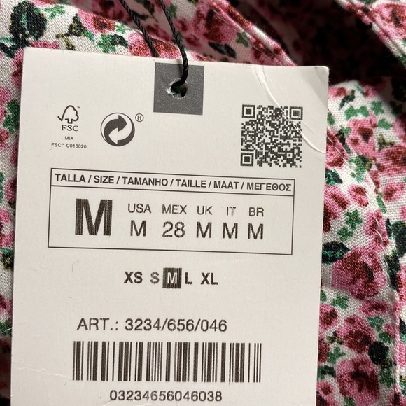 🌹NWT. Zara Flowers Rosebud Print Linen Blend Mini Dress. Size M. - Picture 8 of 11
